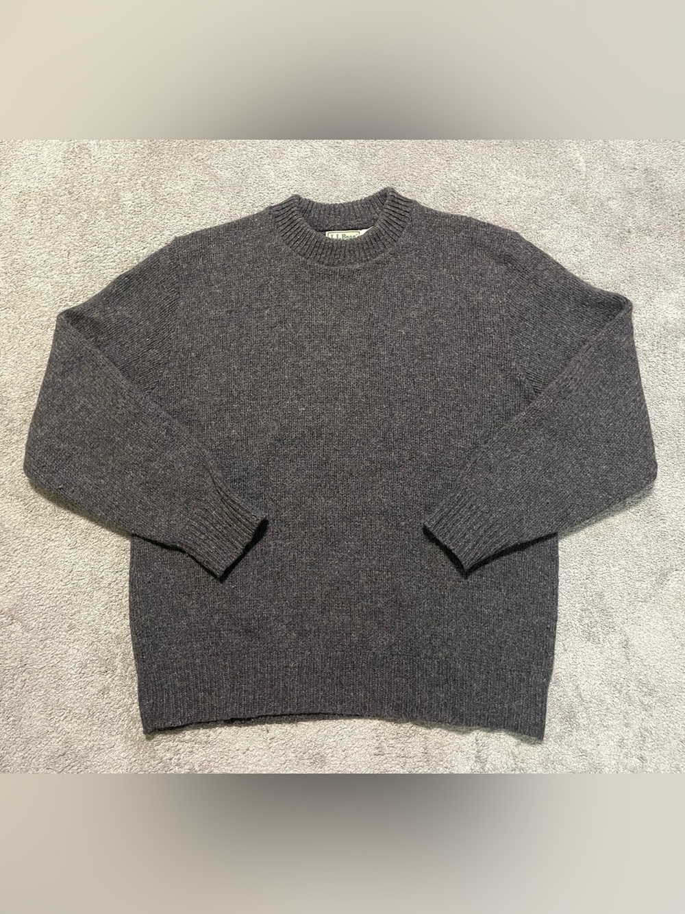 Vintage L.L. Bean Wool Blend Crewneck Sweater Mens L Gray Heavyweight 80s 90s